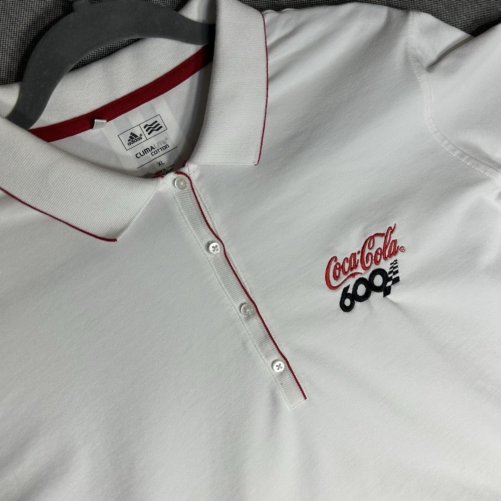 Adidas ClimaLite Women XL White Coca-Cola 600 Performance Cotton Golf Polo‎